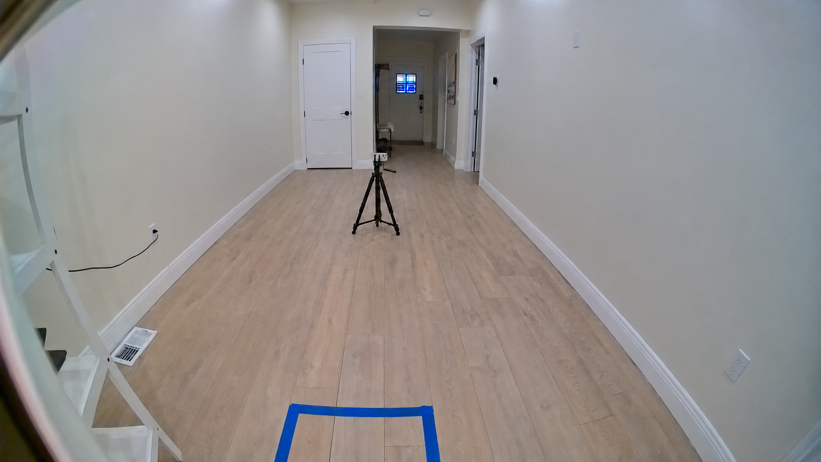 View after the first forward movement, with the goal approaching the bottom of the frame.